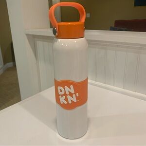 Dunkin Donuts White & Orange 35oz Cold Steel Beverage Container Bottle